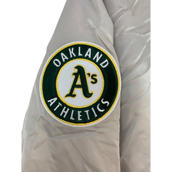 MLB Oakland Athletics Satin Varsity Jacket Quilt Insulated Spelled Out L RD10597 - Picture 8 of 12